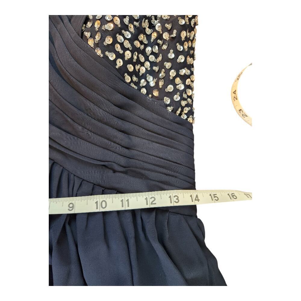 JJ's House navy blue silver floor length formal gown prom bridal event evening - Picture 10 of 13